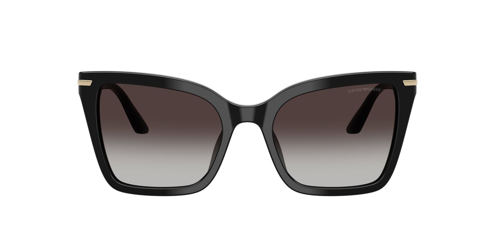 Das Bild zeigt die Emporio Armani Sonnenbrille EA4273BU in schwarz glänzend von vorne.